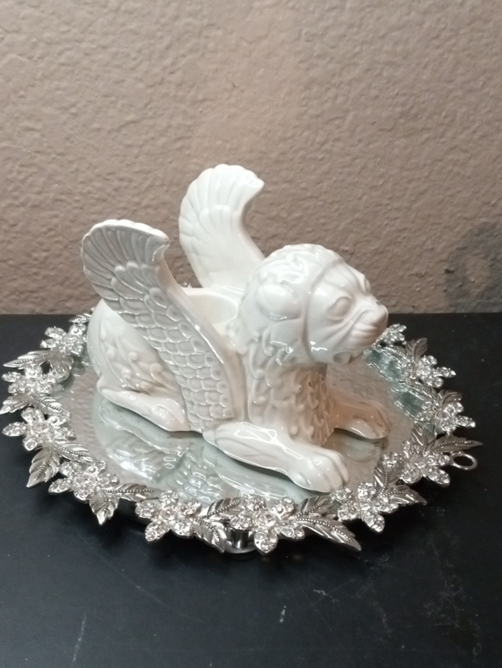 fitz & floyd winged lion candle holder